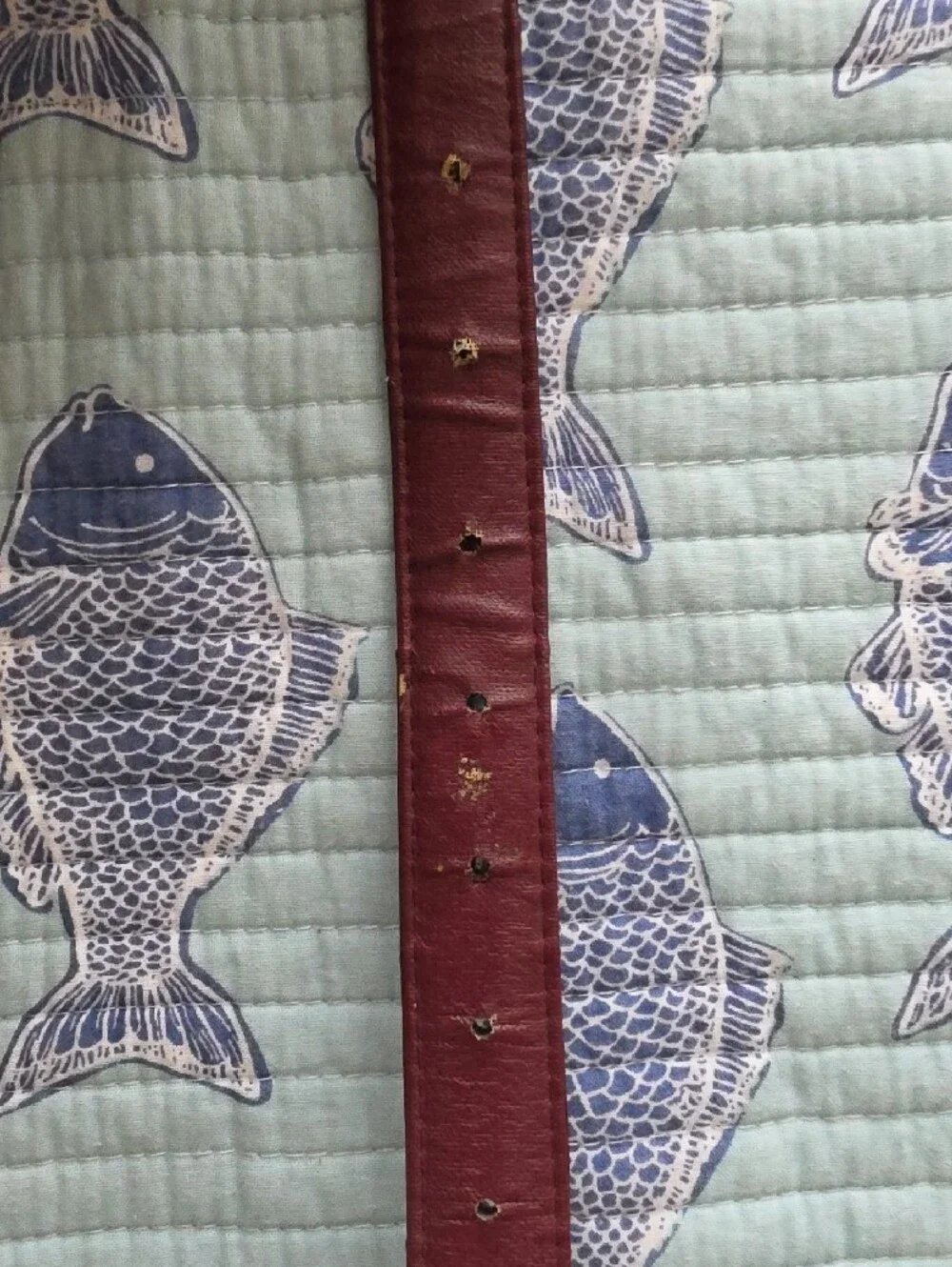 Genuine Eelskin Burgundy Leather Belt W/Gold Buckle